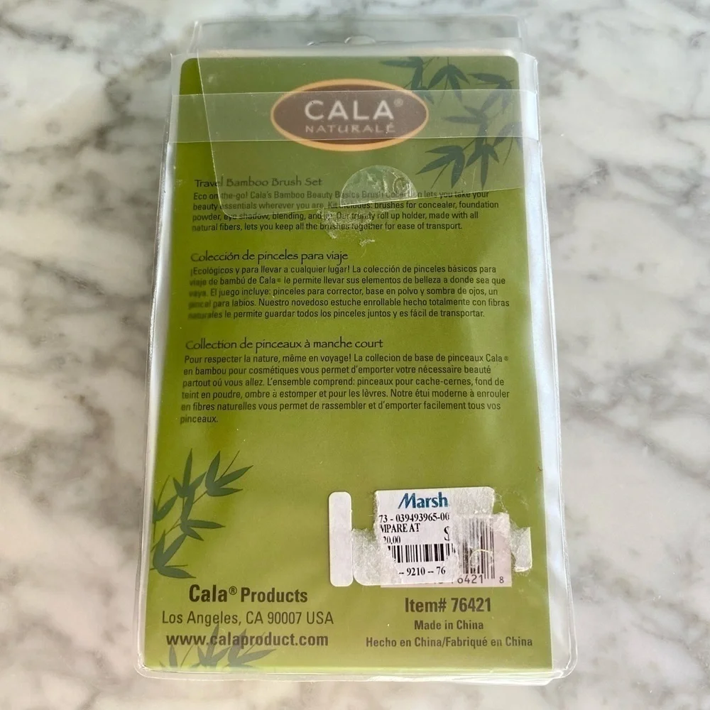 Cala Naturale New Travel Bamboo 5 Piece Brush Set NWT